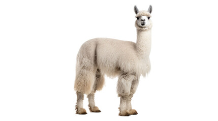 Adult lama standing alone on a transparent background.