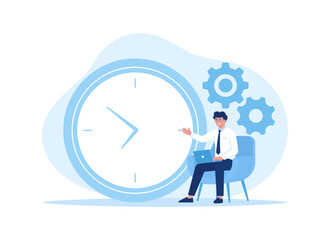 Working time trending concept flat illustration