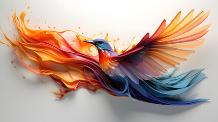 Colored abstract bird of paradise, 3d style, Generative AI