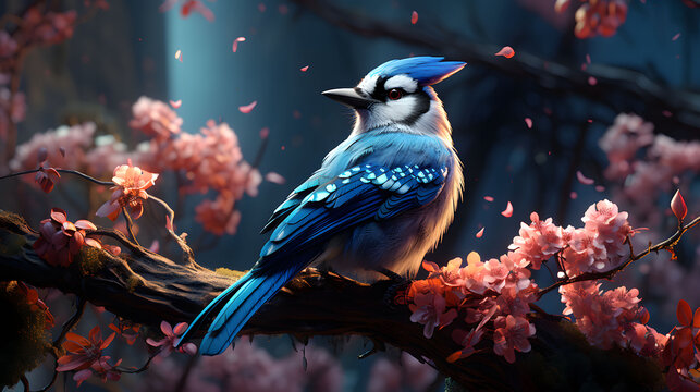 Blue Jay Bird. Generative AI