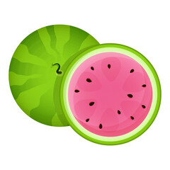 Composition of whole watermelon and half