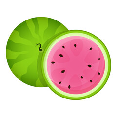 Composition of whole watermelon and half