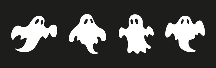 Set of cartoon ghosts. Halloween clipart. Vector