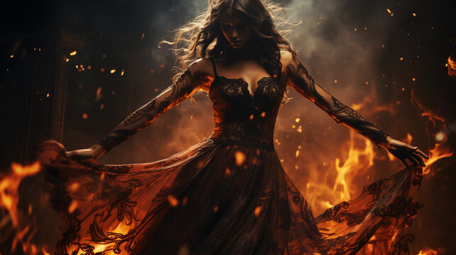 Woman dancing in the fire