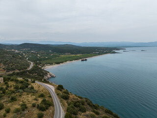 Aerial view of Valtaki Beach, Peloponnese, Greece (Gythio)