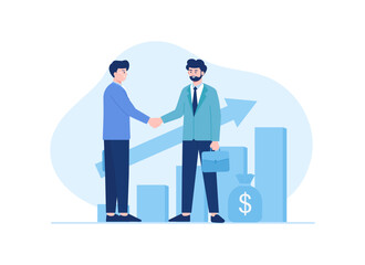 Cooperation between companies trending concept flat illustration