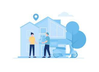 Deliver packages to destination trending concept flat illustration