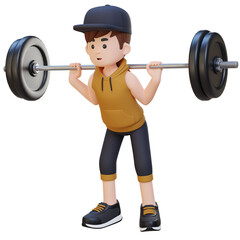 3D Sportsman Character Building Lower Body Strength with Barbell Squat Workout