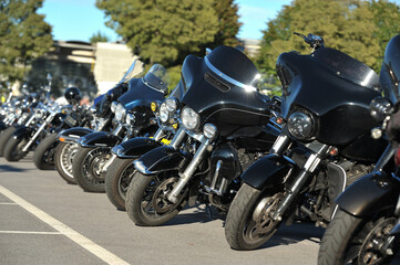 Fototapeta na wymiar Row of parked motorcycles