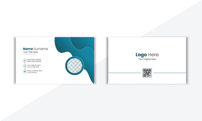 Modern And Clean Corporate Business Card Design Template With Vector Shape And Colorful Background
