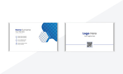 Modern And Clean Corporate Business Card Design Template With Vector Shape And Colorful Background