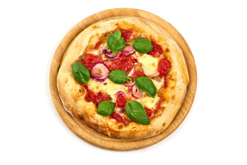 Pizza napoletana, italian traditional cuisine, isolated on white background.