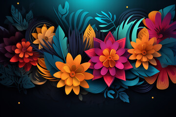 Fototapeta na wymiar abstract colorful floral pattern background, generative ai
