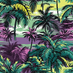 Seamless Colorful Hawaii Palms Pattern. Seamless pattern of Hawaii Palms in colorful style. Add color to your digital project with our pattern!