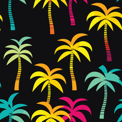 Obraz premium Seamless Colorful Hawaii Palms Pattern. Seamless pattern of Hawaii Palms in colorful style. Add color to your digital project with our pattern!