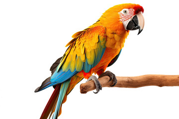 Fototapeta premium Blue and Yellow Macaw, Vibrant Parrot Beauty in Isolated Transparency, PNG.