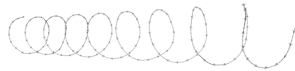 a 3D illustration of a twisted barbed wire fence.