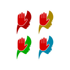 Fototapeta premium Stop violence woman icon set