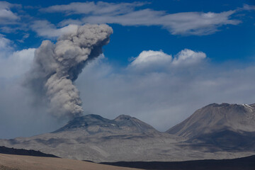 Ubinas volcano eruption in Peru