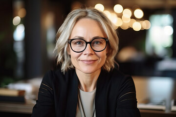 Illustration of a woman working at a desk in a professional setting created with Generative AI technology