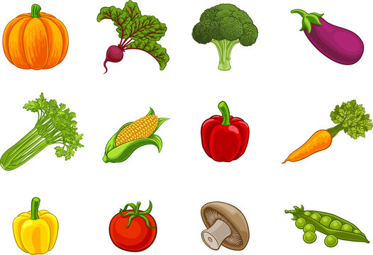 Vegetables Vegetable Icon Cartoon Set Collection