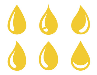 oil drops and droplets silhouette set icons - 620630725