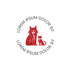 Cat and dog logo. Line Of Head Pet Logo Design. Line Of Head Pet Logo Template. Modern Design. Vector Illustration. Dog cat pet hipster vintage logo vector icon illustration. 