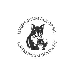 Dog cat pet hipster vintage logo vector icon illustration. cat and dog logo. Line Of Head Pet Logo Design. Line Of Head Pet Logo Template. Modern Design. Vector Illustration.