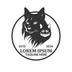 Dog cat pet hipster vintage logo vector icon illustration. cat and dog logo. Line Of Head Pet Logo Design. Line Of Head Pet Logo Template. Modern Design. Vector Illustration.