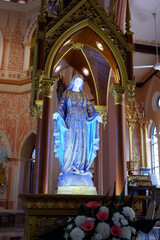 Statue of Jesus Christ stands in the church.