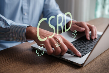 Corporate Sustainability Reporting Directive Concept. CSRD Reporting, sustainability reporting. CO2...