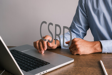 Corporate Sustainability Reporting Directive Concept. CSRD Reporting, sustainability reporting. CO2...