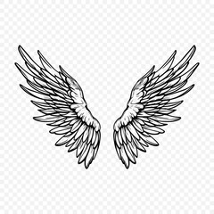 Vector Black Wing Icon. Vintage Angel Wings Icon, Design Template, Clipart. Cupid, Angel or Bird Wings. Vector illustration