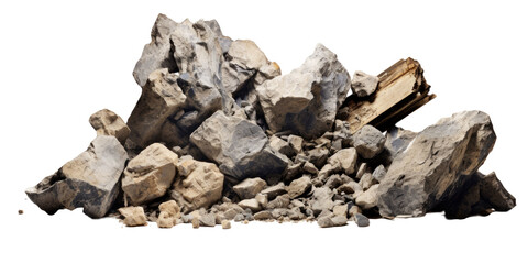 Crushed rocks separated on a transparent background. - obrazy, fototapety, plakaty