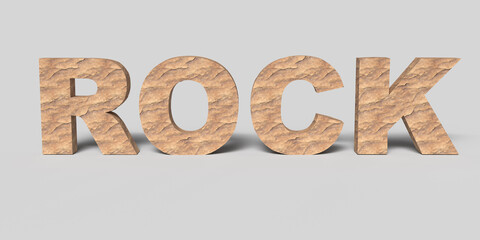 Stone Font 3D Render Of ROCK