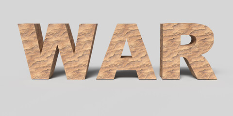 Stone Font 3D Render Of Word War