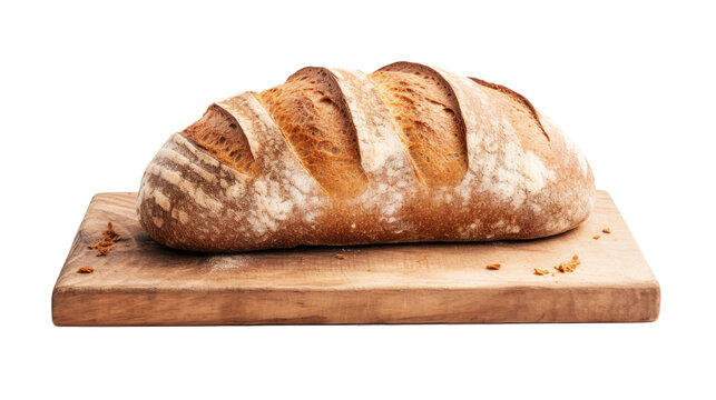 A freshly made loaf of bread is displayed on a plain transparent background.