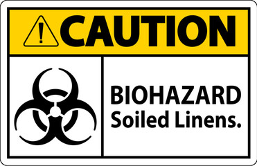 Obraz premium Biohazard Caution Label Biohazard Soiled Linens