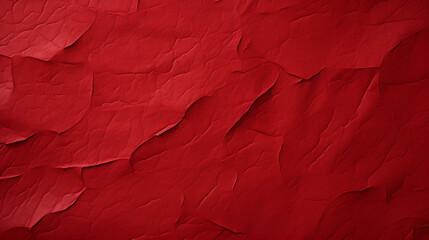 Red crumpled paper texture background, recycled red crumpled old paper, top view.