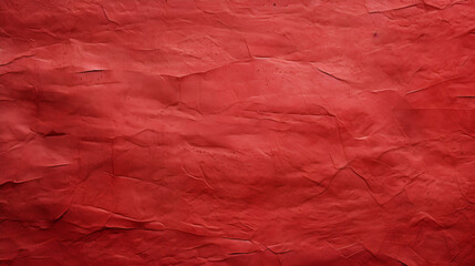Red crumpled paper texture background, recycled red crumpled old paper, top view.