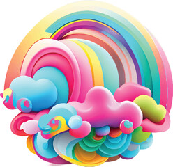 Rainbow and clouds on a white background. Vector illustration for your design