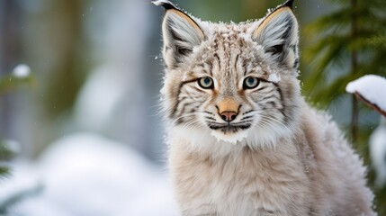Naklejka na ściany i meble close-up of a lynx kittens face, created with generative ai