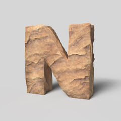 Stone Font 3D Render Of Letter N