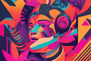 Colorful Female Aesthetic Background Abstract Illustration