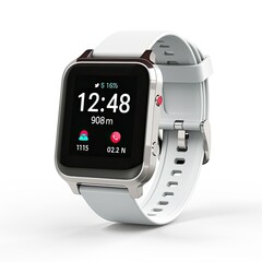 Smart watch on white background, Sports wearable fitness tracker with artificial intelligence