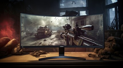 Curved Gaming Monitor for professional esports player, 240hz high refresh rate 4K UHD HDMI monitor