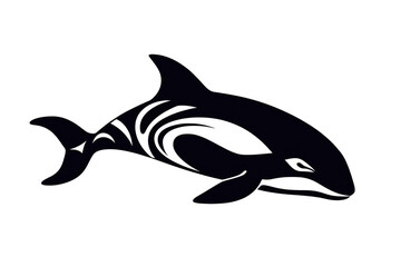 Fototapeta premium Orca, Minimalist Style, White Background Cartoonish, Flat Illustration. Logo. Generative AI