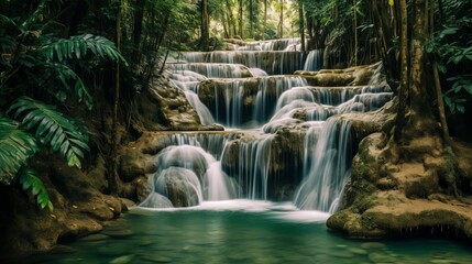 Kuang si waterfall The beauty of nature Generative AI
