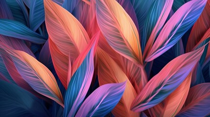 Leaf or plant Cordyline fruticosa leaves calming coral colorful vivid tropical nature background Generative AI