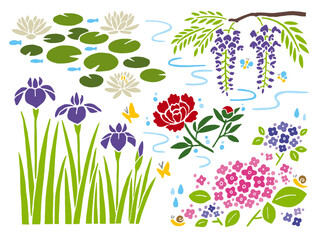 初夏の花イメージのイラストセット